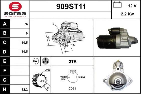 STARTCAR 909ST11 - Starteris adetalas.lv