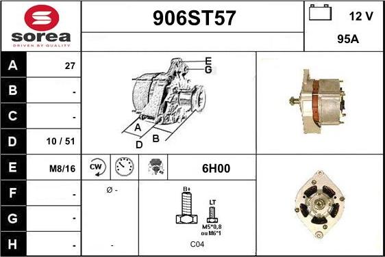 STARTCAR 906ST57 - Ģenerators adetalas.lv