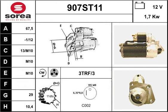 STARTCAR 907ST11 - Starteris adetalas.lv