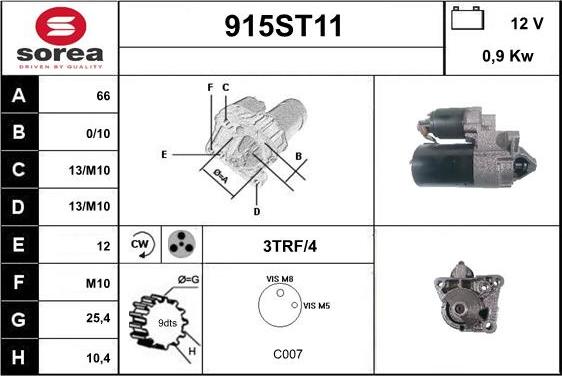 STARTCAR 915ST11 - Starteris adetalas.lv