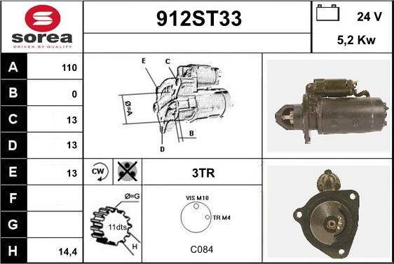 STARTCAR 912ST33 - Starteris adetalas.lv