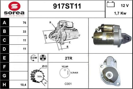 STARTCAR 917ST11 - Starteris adetalas.lv