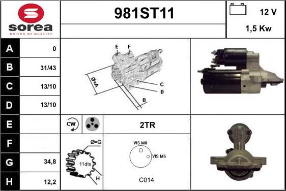 STARTCAR 981ST11 - Starteris adetalas.lv