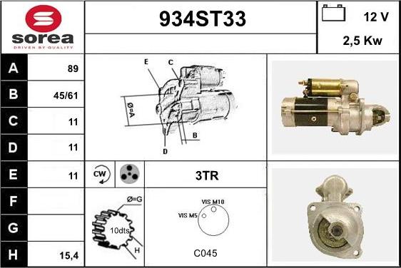 STARTCAR 934ST33 - Starteris adetalas.lv