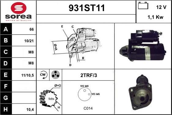 STARTCAR 931ST11 - Starteris adetalas.lv