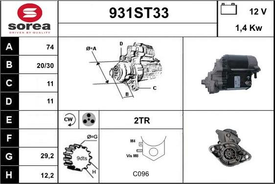 STARTCAR 931ST33 - Starteris adetalas.lv