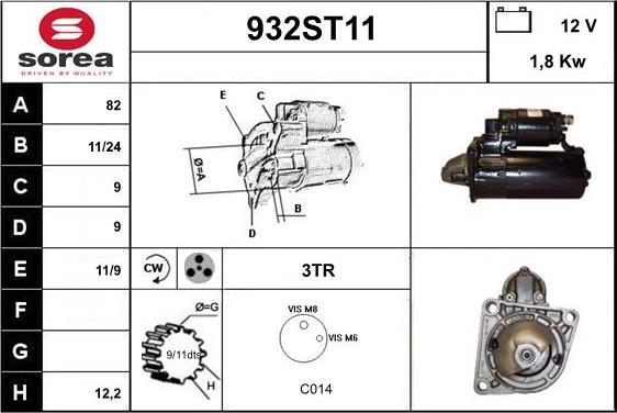 STARTCAR 932ST11 - Starteris adetalas.lv