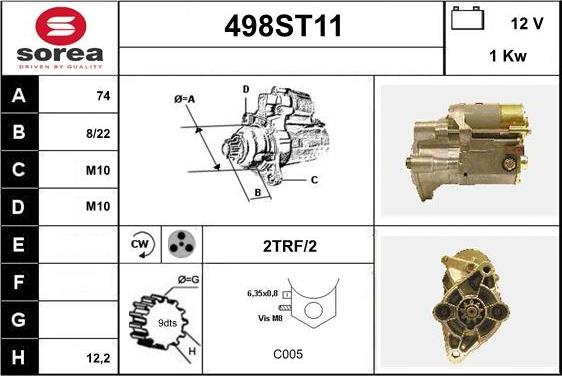 STARTCAR 498ST11 - Starteris adetalas.lv