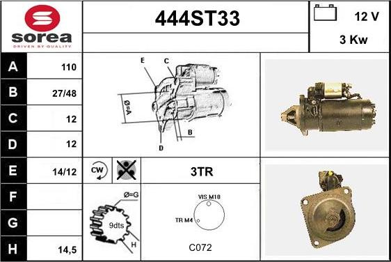 STARTCAR 444ST33 - Starteris adetalas.lv