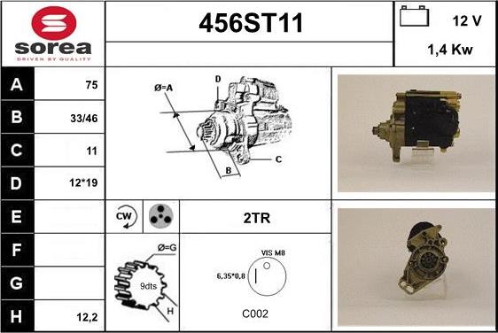 STARTCAR 456ST11 - Starteris adetalas.lv