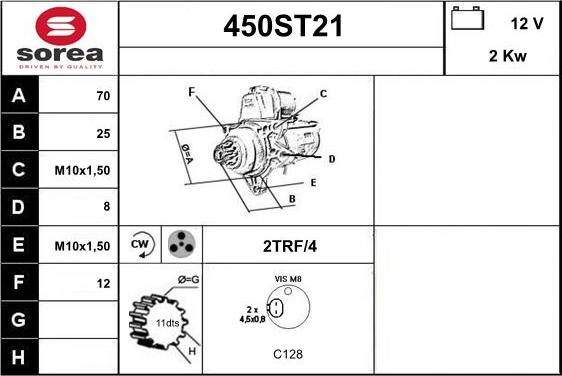 STARTCAR 450ST21 - Starteris adetalas.lv