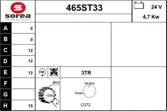 STARTCAR 465ST33 - Starteris adetalas.lv