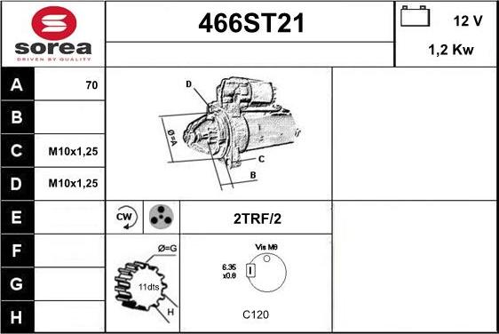 STARTCAR 466ST21 - Starteris adetalas.lv