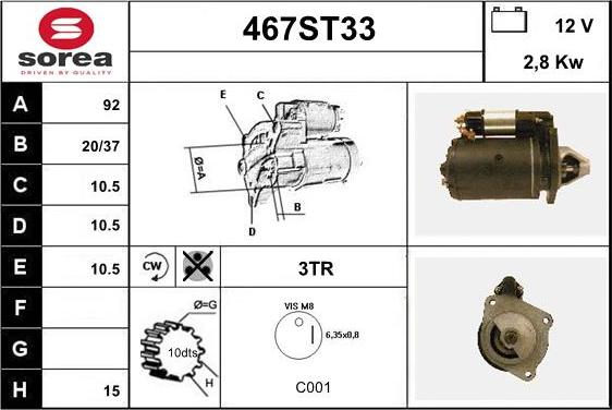 STARTCAR 467ST33 - Starteris adetalas.lv