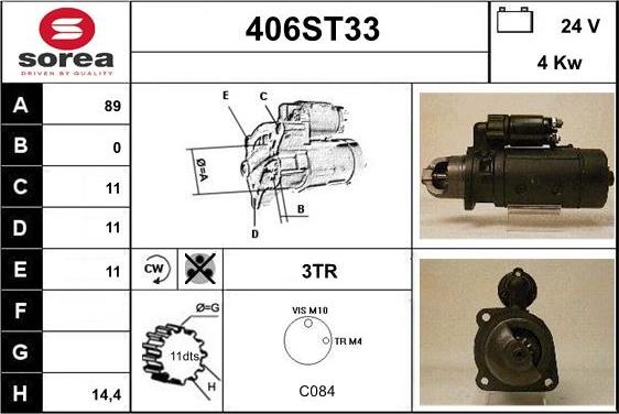 STARTCAR 406ST33 - Starteris adetalas.lv