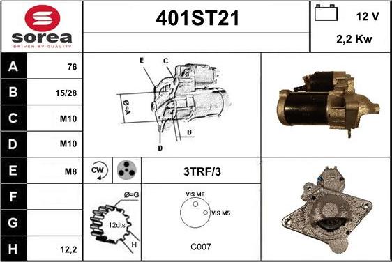 STARTCAR 401ST21 - Starteris adetalas.lv