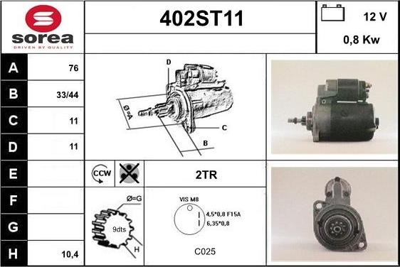 STARTCAR 402ST11 - Starteris adetalas.lv