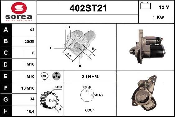 STARTCAR 402ST21 - Starteris adetalas.lv