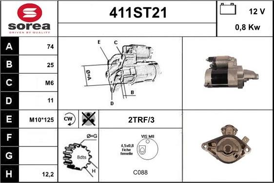 STARTCAR 411ST21 - Starteris adetalas.lv