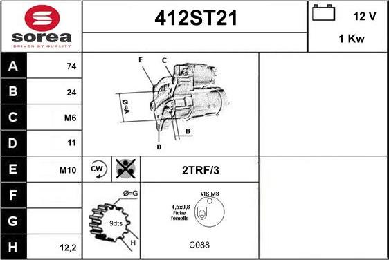 STARTCAR 412ST21 - Starteris adetalas.lv