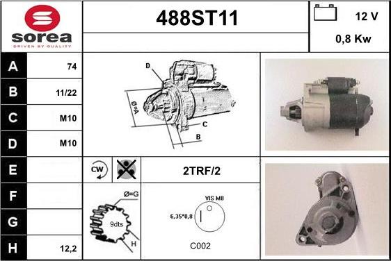 STARTCAR 488ST11 - Starteris adetalas.lv