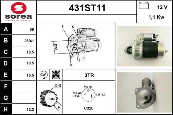 STARTCAR 431ST11 - Starteris adetalas.lv