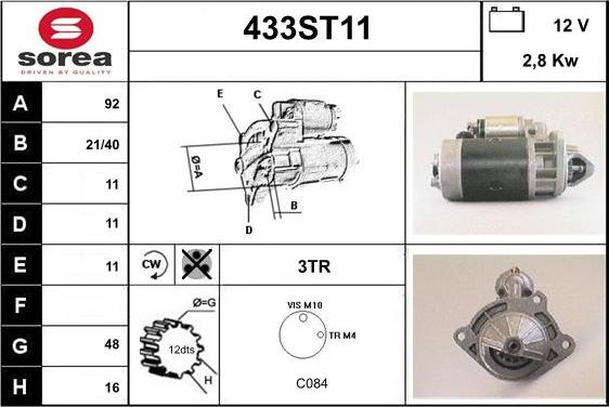 STARTCAR 433ST11 - Starteris adetalas.lv