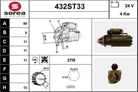 STARTCAR 432ST33 - Starteris adetalas.lv