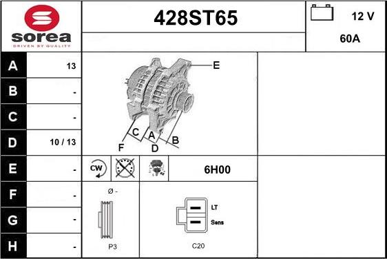 STARTCAR 428ST65 - Ģenerators adetalas.lv