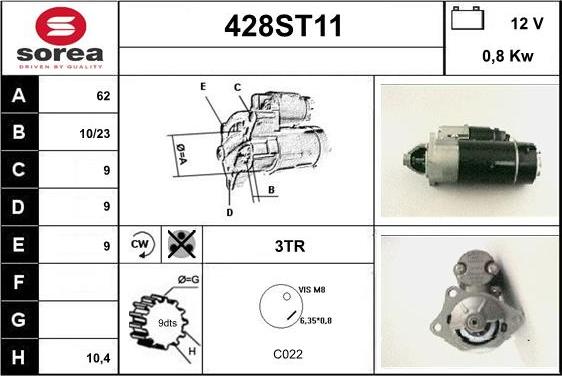 STARTCAR 428ST11 - Starteris adetalas.lv