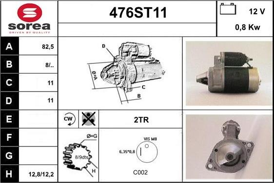 STARTCAR 476ST11 - Starteris adetalas.lv