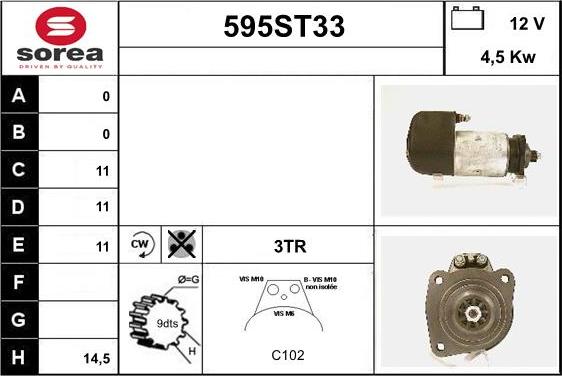 STARTCAR 595ST33 - Starteris adetalas.lv