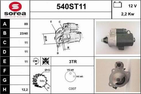 STARTCAR 540ST11 - Starteris adetalas.lv