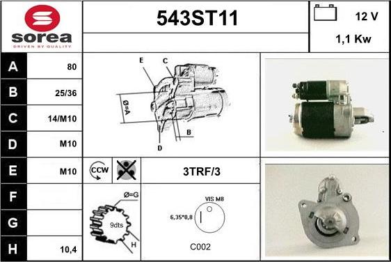 STARTCAR 543ST11 - Starteris adetalas.lv