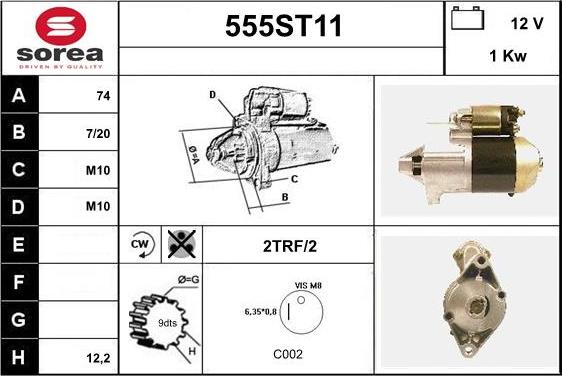 STARTCAR 555ST11 - Starteris adetalas.lv