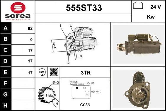 STARTCAR 555ST33 - Starteris adetalas.lv