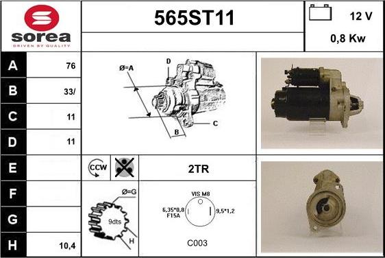 STARTCAR 565ST11 - Starteris adetalas.lv