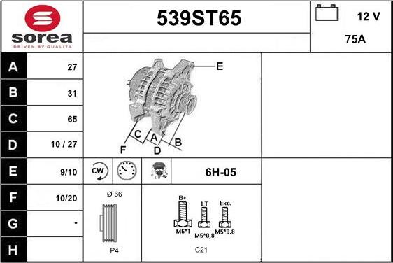 STARTCAR 539ST65 - Ģenerators adetalas.lv