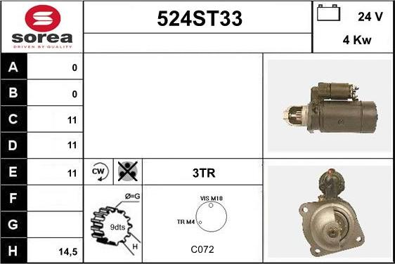 STARTCAR 524ST33 - Starteris adetalas.lv