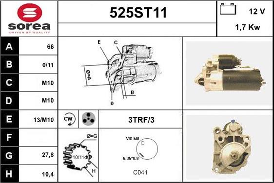 STARTCAR 525ST11 - Starteris adetalas.lv