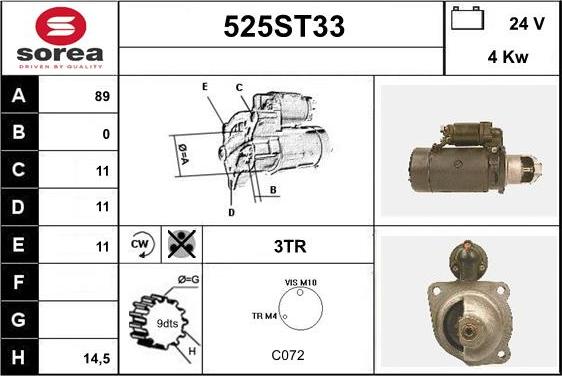 STARTCAR 525ST33 - Starteris adetalas.lv