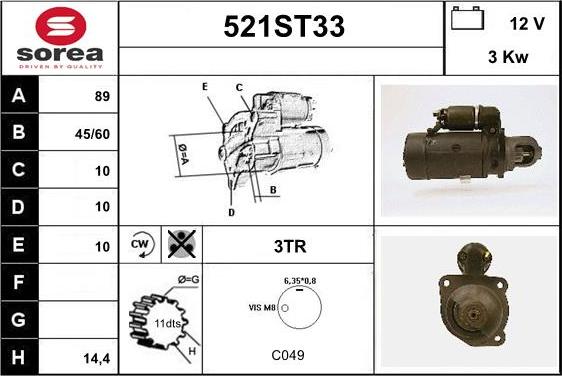 STARTCAR 521ST33 - Starteris adetalas.lv