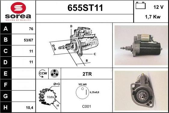 STARTCAR 655ST11 - Starteris adetalas.lv