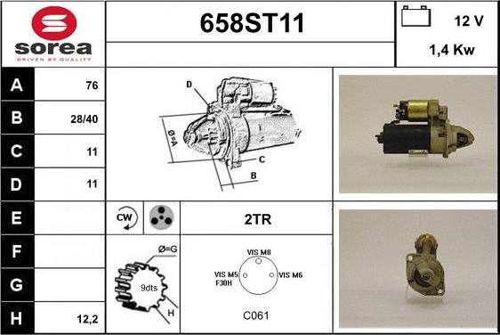 STARTCAR 658ST11 - Starteris adetalas.lv