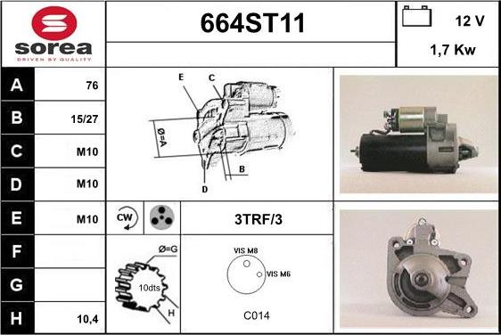 STARTCAR 664ST11 - Starteris adetalas.lv