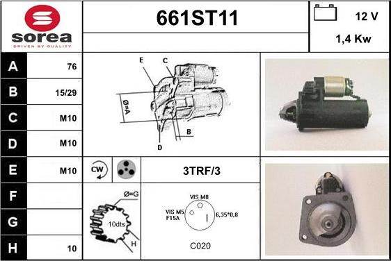 STARTCAR 661ST11 - Starteris adetalas.lv