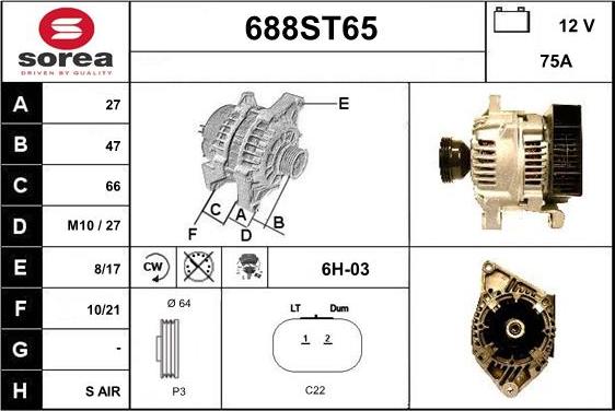 STARTCAR 688ST65 - Ģenerators adetalas.lv