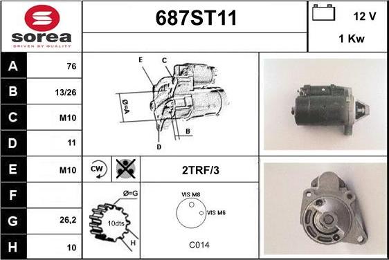 STARTCAR 687ST11 - Starteris adetalas.lv