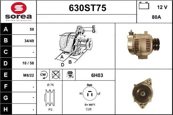 STARTCAR 630ST75 - Ģenerators adetalas.lv