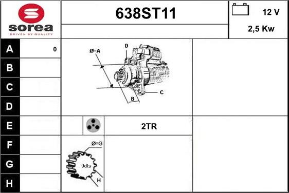 STARTCAR 638ST11 - Starteris adetalas.lv